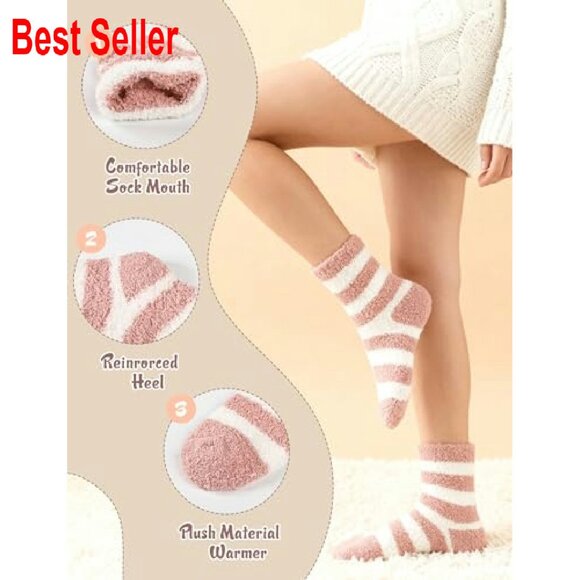 Fuzzy Slipper Socks Cloud Cozy Soft Fluffy Winter Warm Comfy Barefoot - Picture 4 of 8